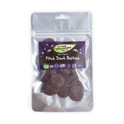 Pitch Dark Chocolate Buttons 100g - The Raw Chocolate Company
